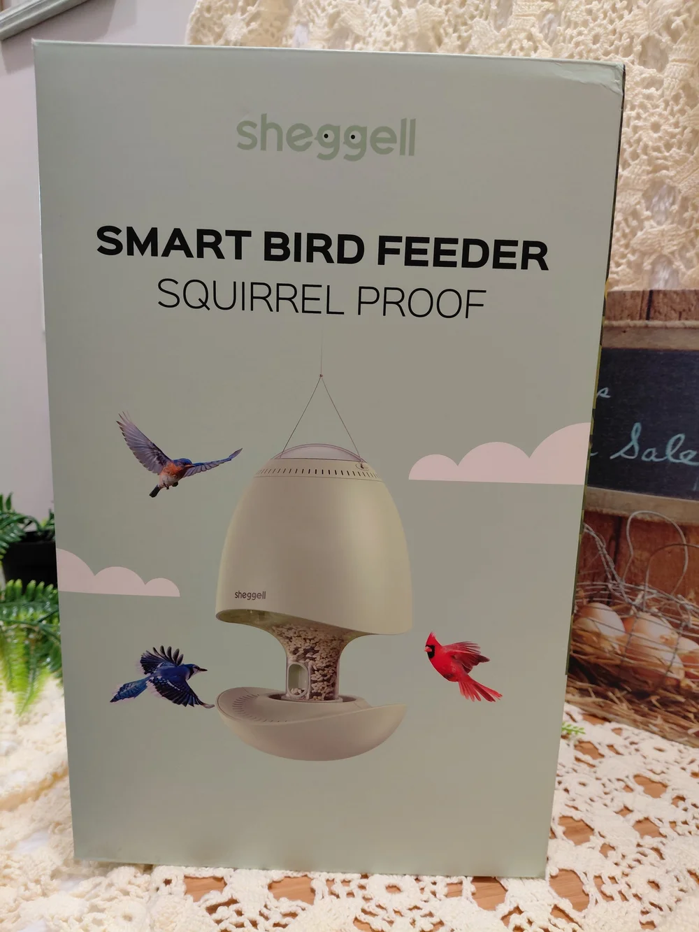 Sheggell Smart Squirrel-Proof Bird Feeder — Cream